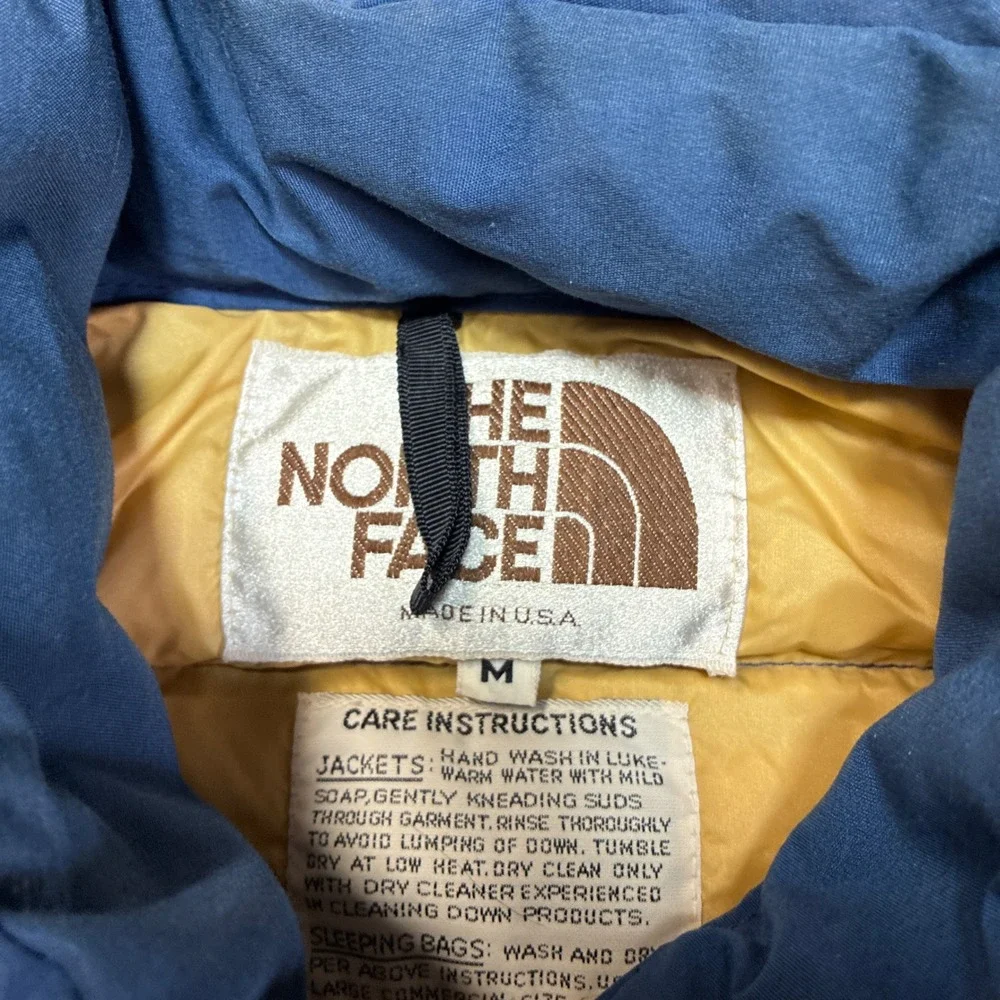 The North Face Puffer Jacket Mens M Blue Vintage Made in‎ USA Down Snap Front